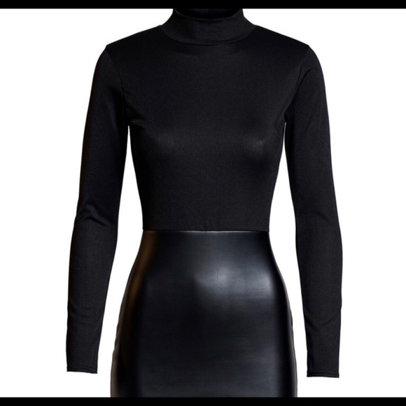 ✨Just In!✨Long Sleeve Vegan Leather Black Dress - Picture 4 of 6